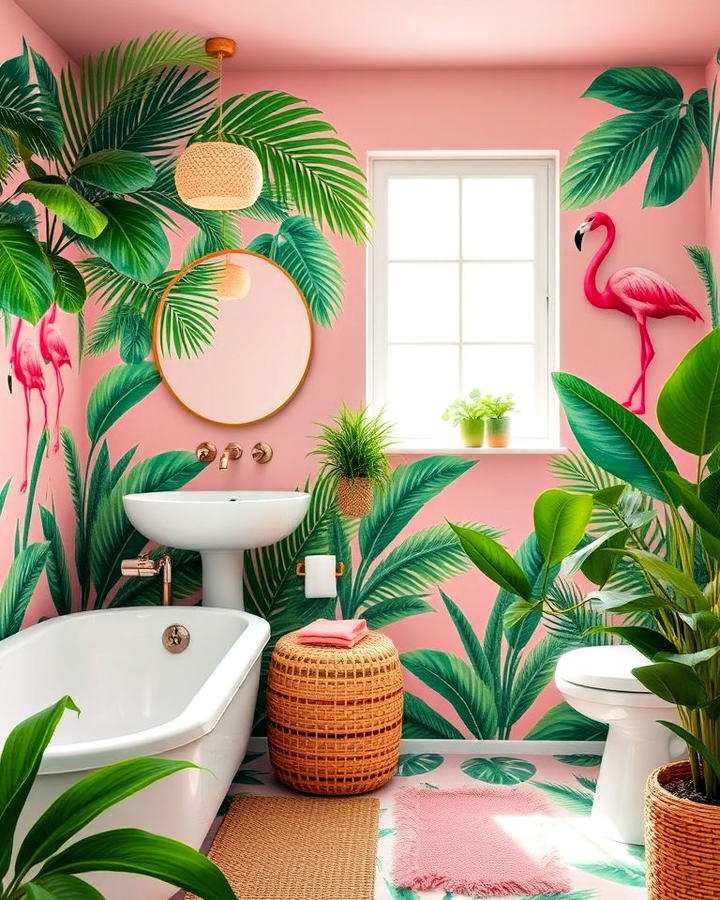 tropical inspired décor bathroom