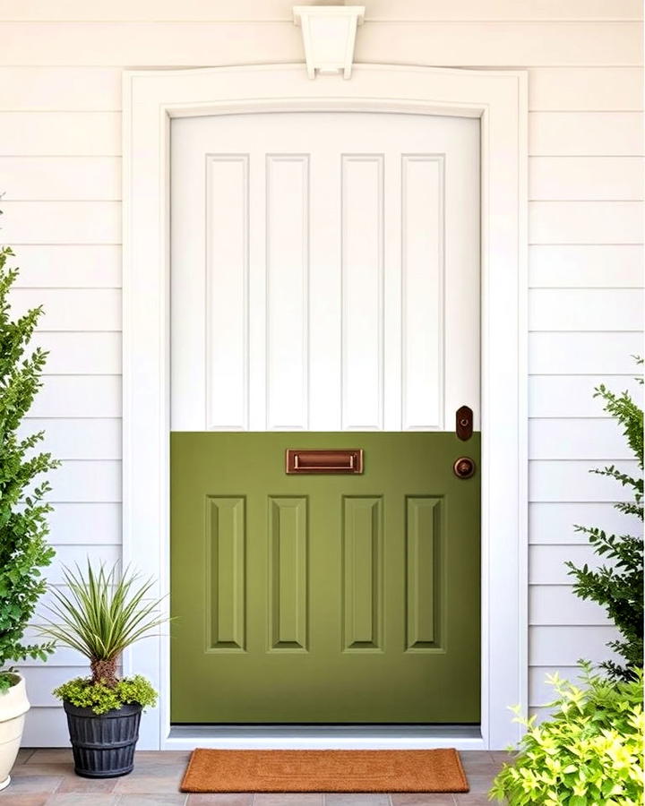 two toned olive green and white design door