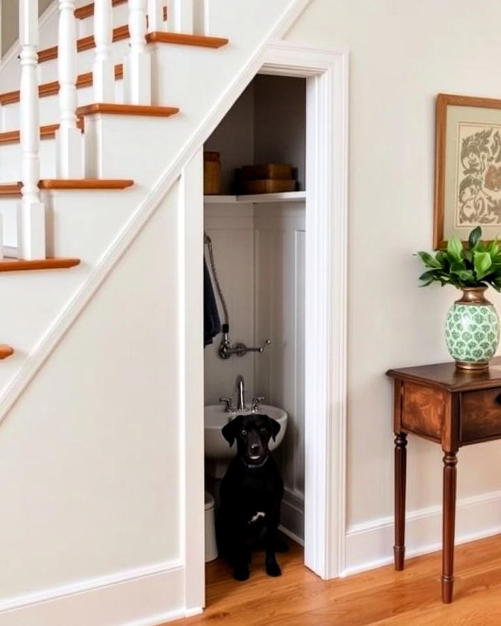 under staircase dog wash nook idea