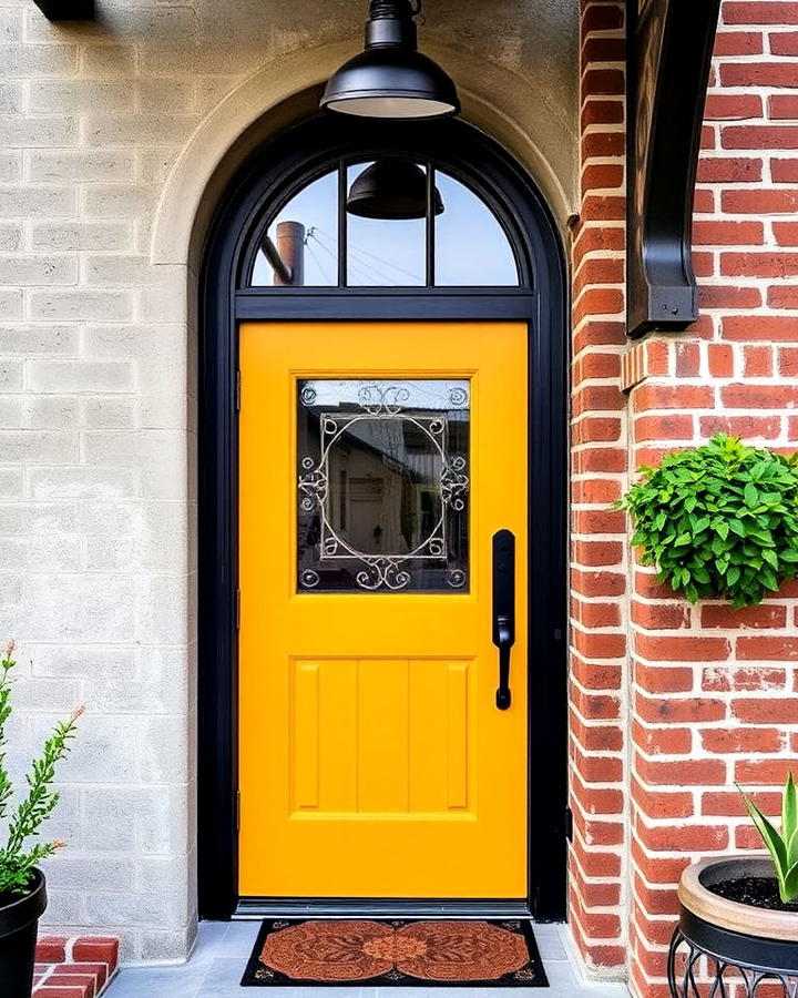 urban edge mustard yellow door with industrial finishes