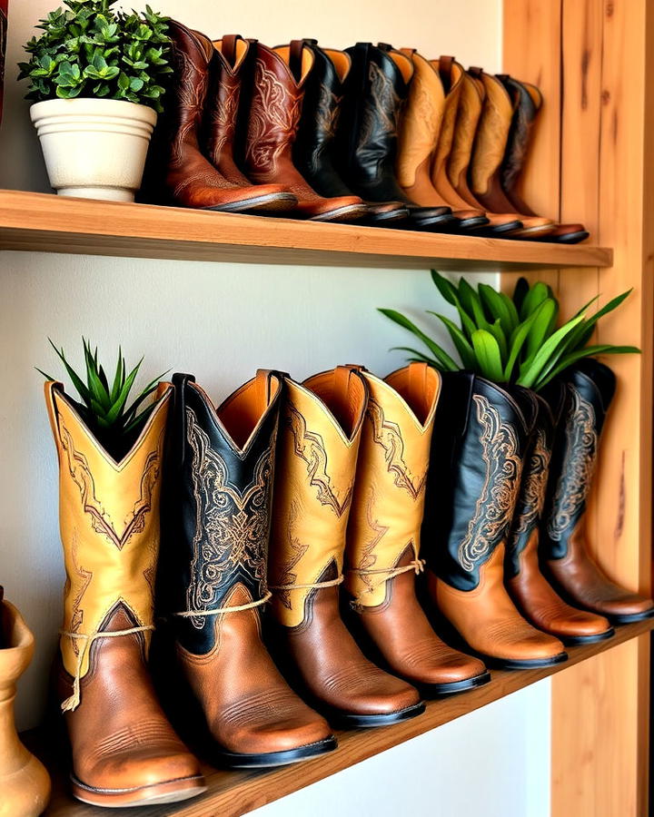 vintage cowboy boots display