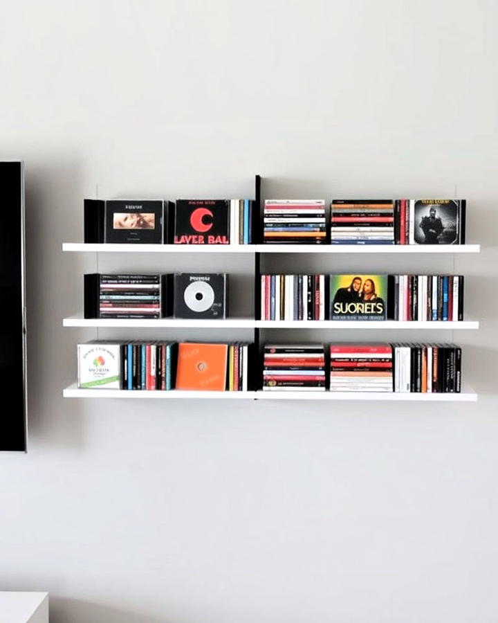 wall mounted cd shelves idea