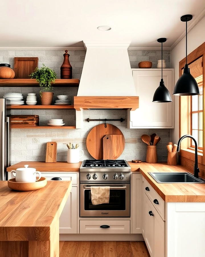 warm wooden accents kitchen