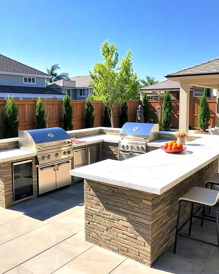 waterfall countertop outdoor kitchen