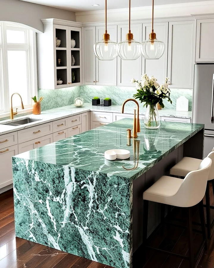 waterfall green marble countertop