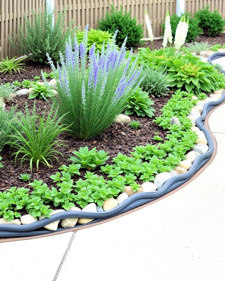 wave inspired garden edging idea