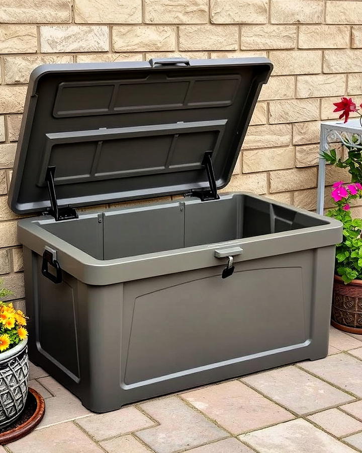 weatherproof storage boxes to keep lawn mower