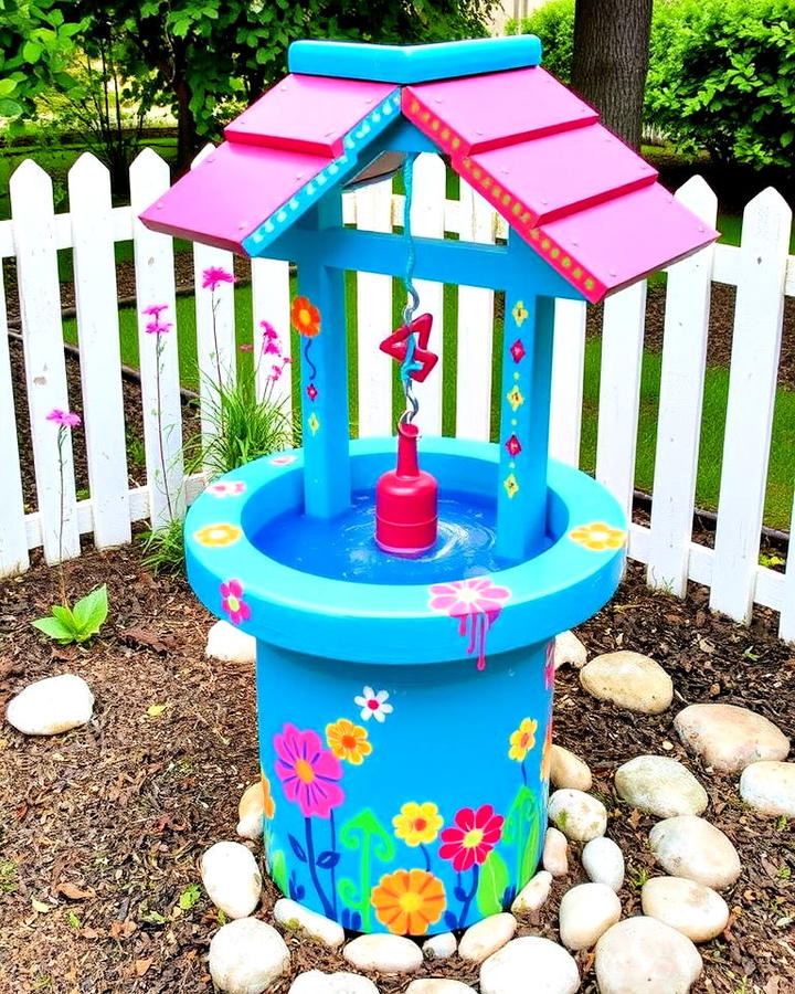 whimsical painted wishing well