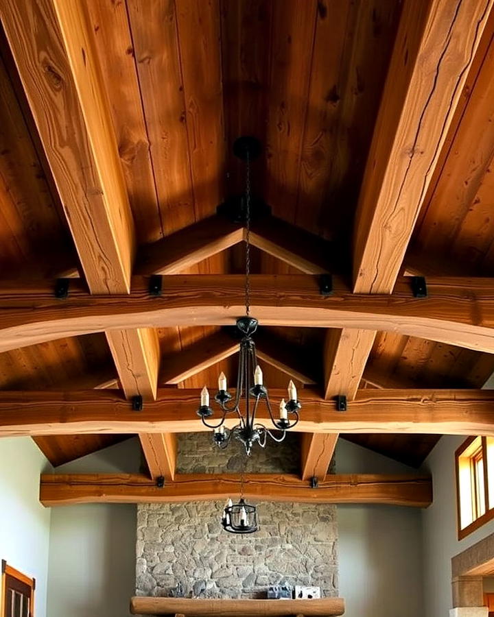 wooden beams living room idea