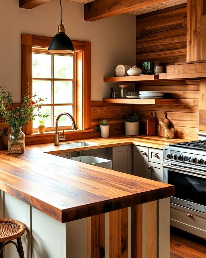 wooden countertop natural kitchen