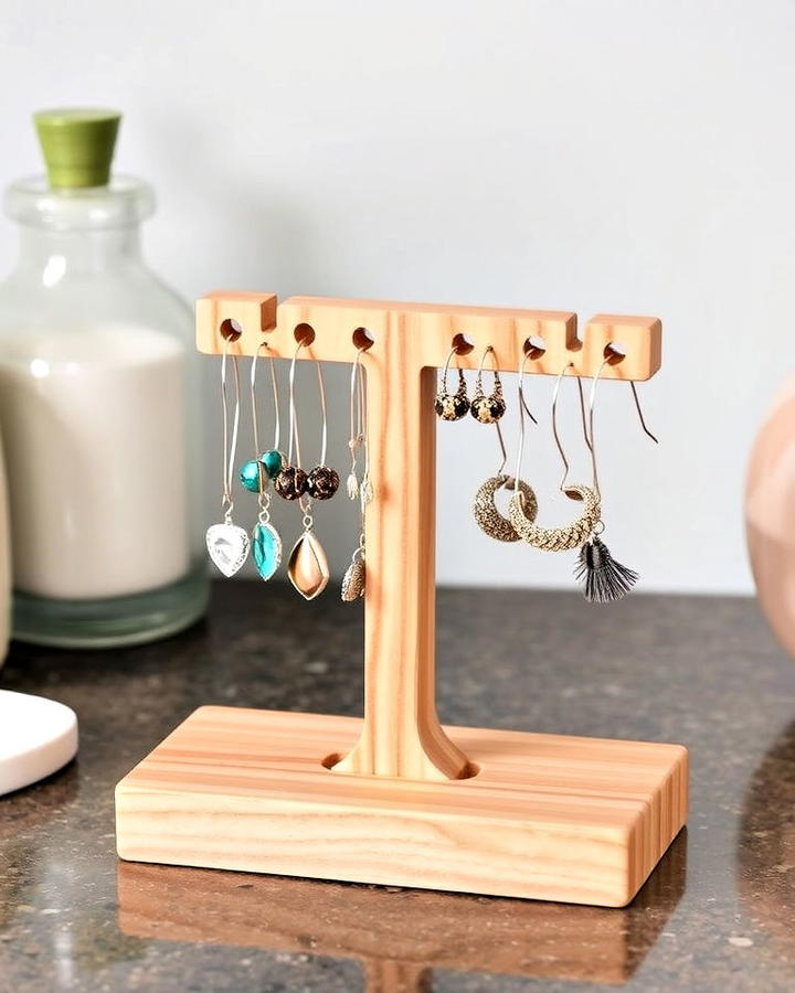 wooden earring stand design