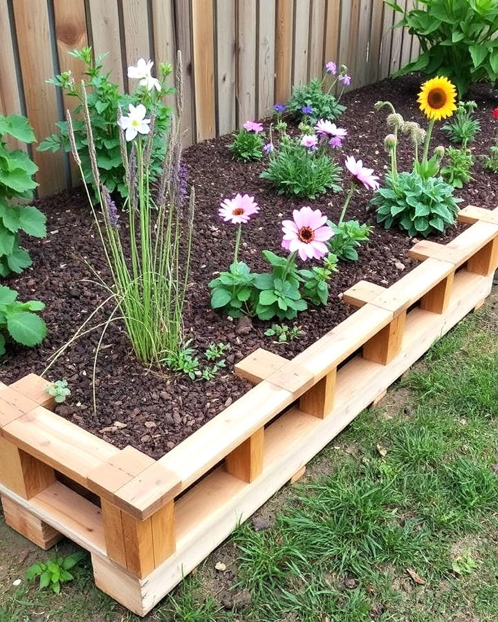 wooden pallet garden edging