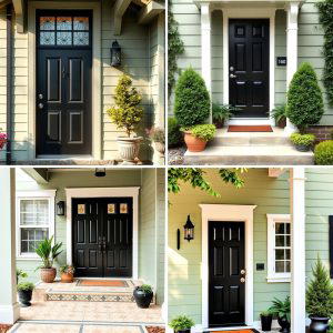 20 Sage Green House With Black Door Design Ideas