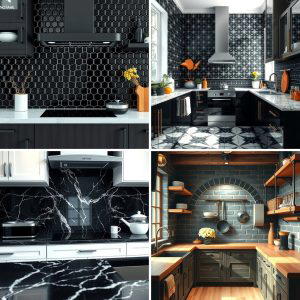 25 Kitchen With Black Backsplash Ideas for Drama