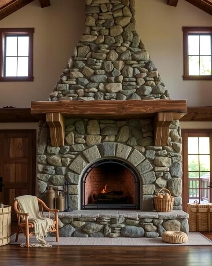 A Stone Fireplace as a Focal Point - 25 Rustic Barndominium Interior Design Ideas