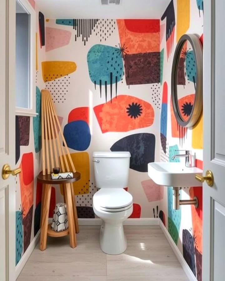 Abstract Art Prints - 25 Powder Room Wallpaper Ideas