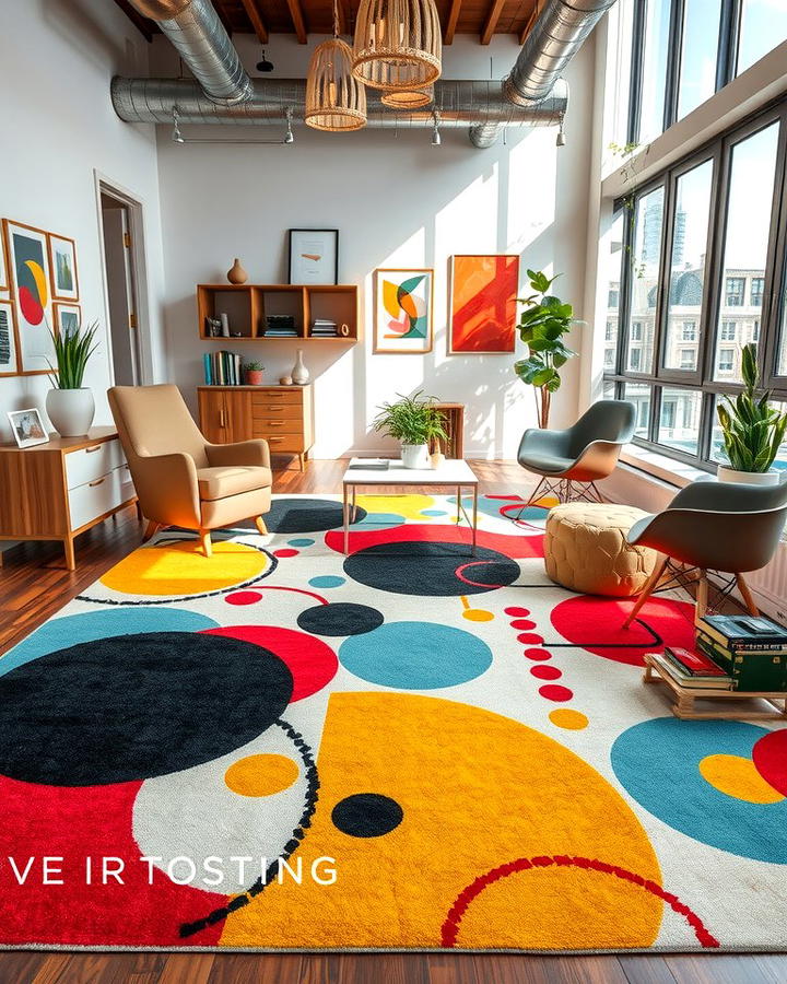 Abstract Rugs for Creative Workspaces - 25 Office Rug Ideas