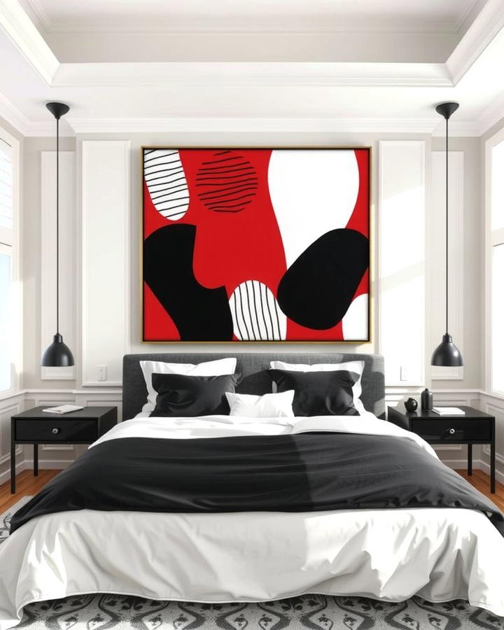 Abstract Wall Art - 25 red black and white bedroom ideas