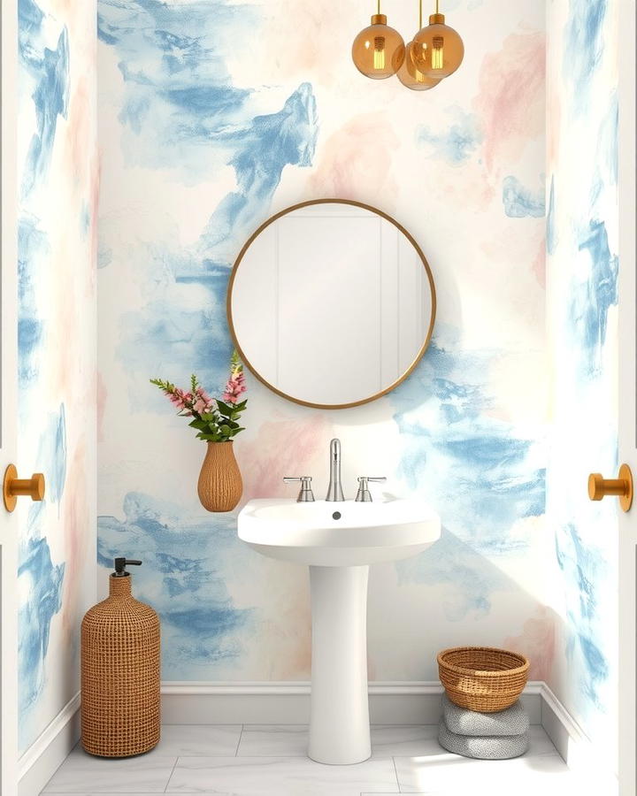 Abstract Watercolor Designs - 25 Powder Room Wallpaper Ideas