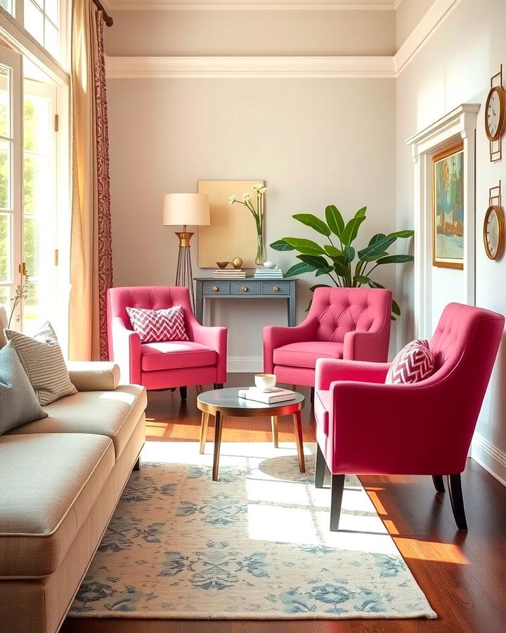 Accent Chairs in Pink for a Stylish Pop - 30 Pink Living Room Ideas