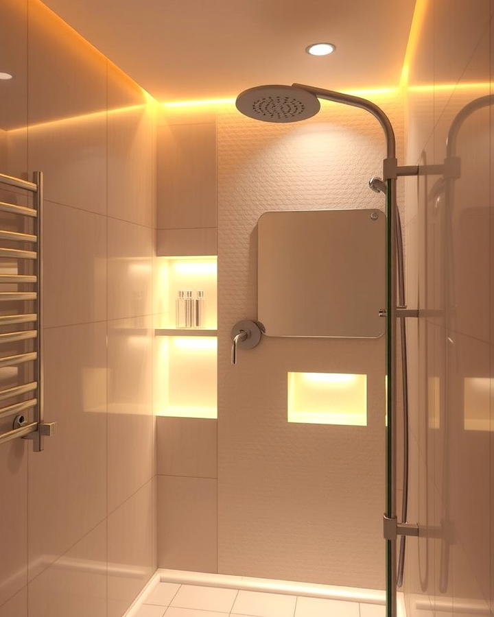 Accent Lighting in the Shower - 25 Small Bathroom Walk in Shower Ideas