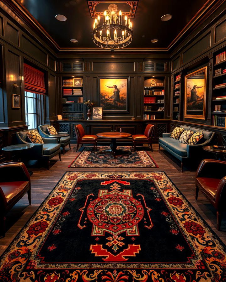 Accent Rugs for Texture - 30 Cigar Room Ideas