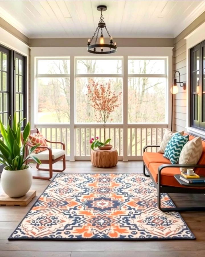 Accent Rugs for Warmth and Style - 25 Three Season Porch Ideas