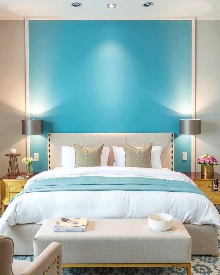 Accent Wall in Sky Blue for a Focal Point - 25 Sky Blue Bedroom Ideas