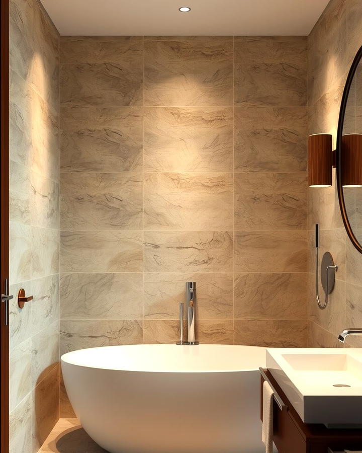 Accent Walls for Visual Drama - 25 Travertine Tile Bathroom Ideas