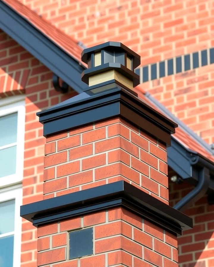 Accentuate Chimneys with Black Caps - 25 Red Brick House with Black Trim Design Ideas