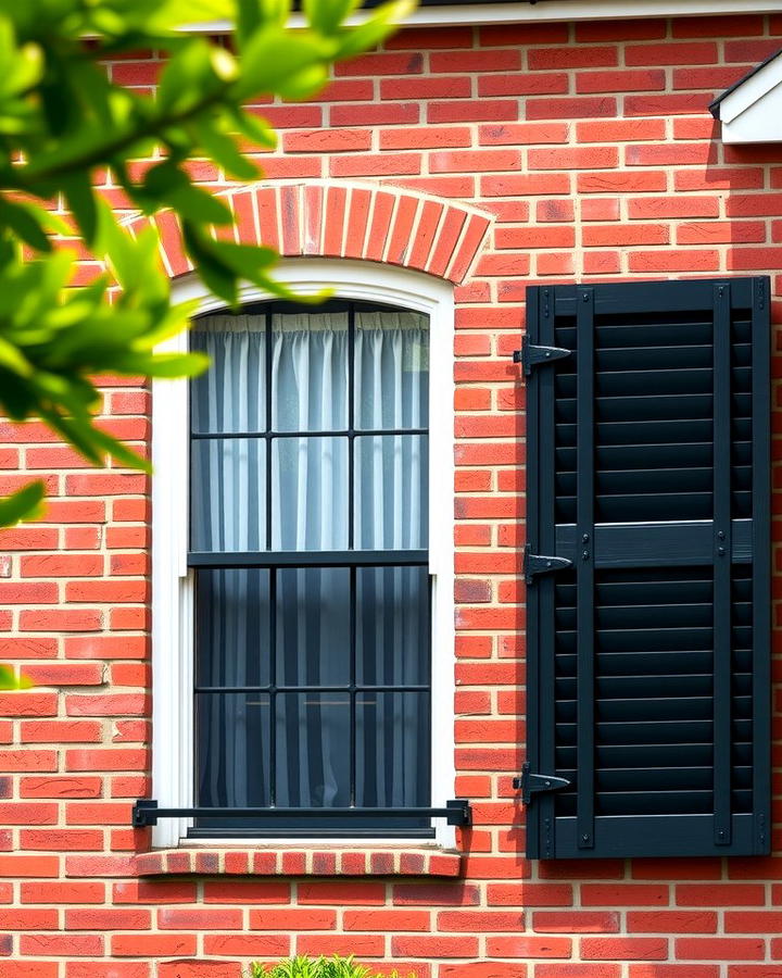 Add Drama with Black Shutters - 25 Red Brick House with Black Trim Design Ideas