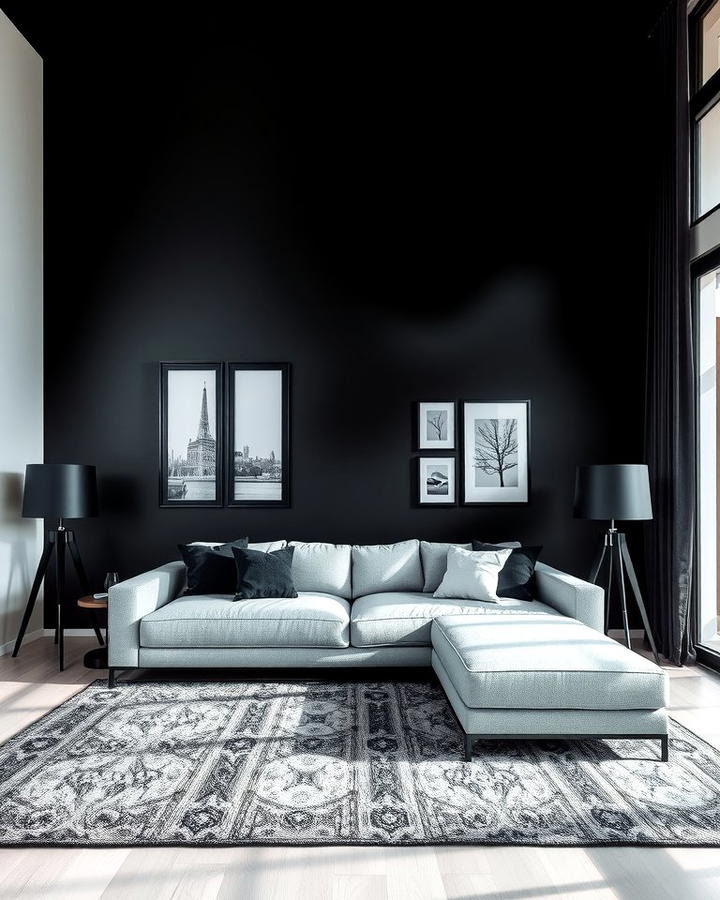 Add Drama with Black and White Decor - 30 Grey Couch Living Room Ideas