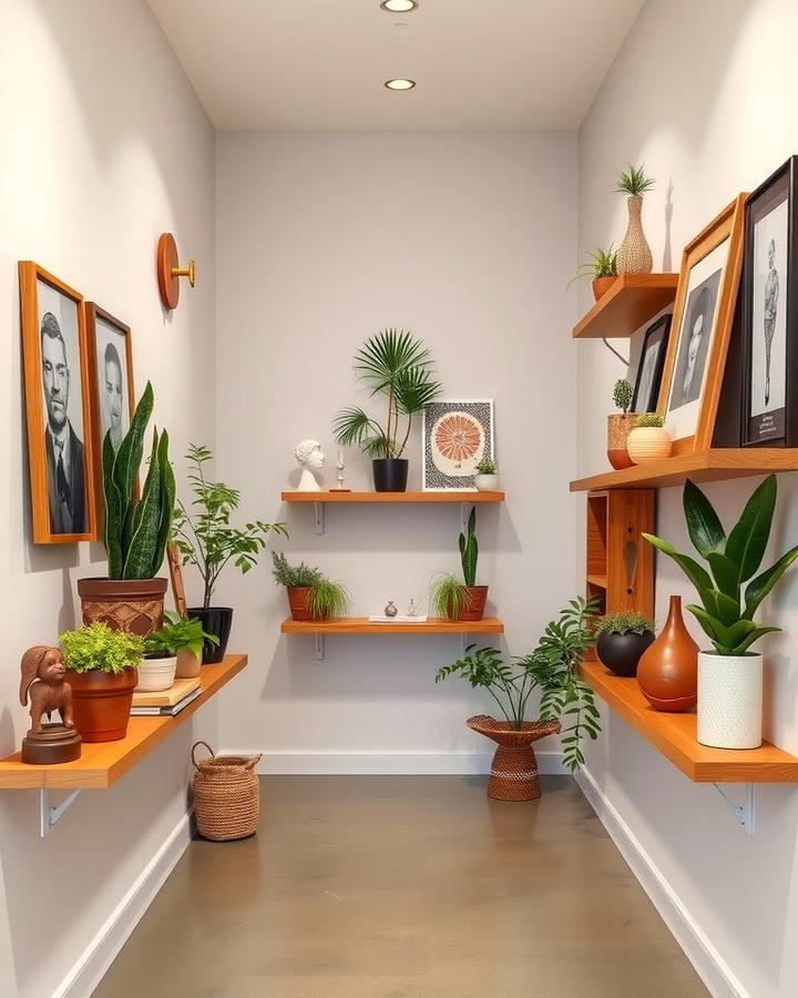 Add Floating Shelves - 30 Boho Hallway Ideas