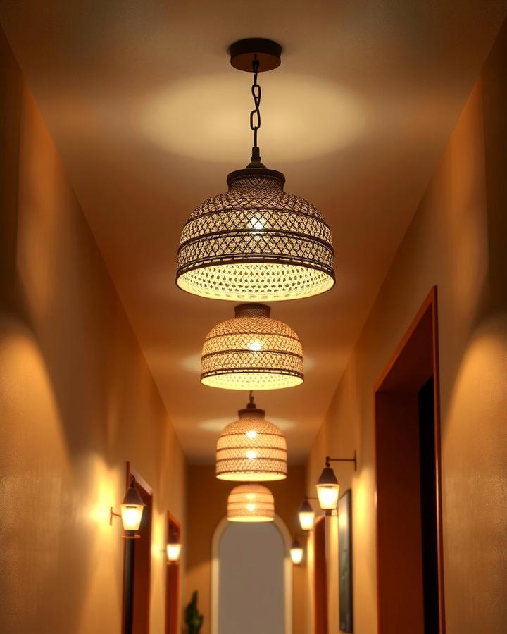 Add Statement Pendant Lighting - 30 Boho Hallway Ideas