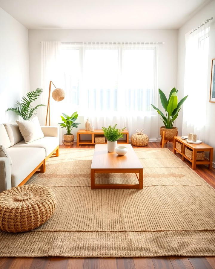 Add Textured Rugs for Depth - 25 Organic Modern Living Room Design Ideas