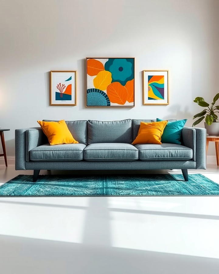 Add Vibrancy with Bold Accent Colors - 30 Grey Couch Living Room Ideas