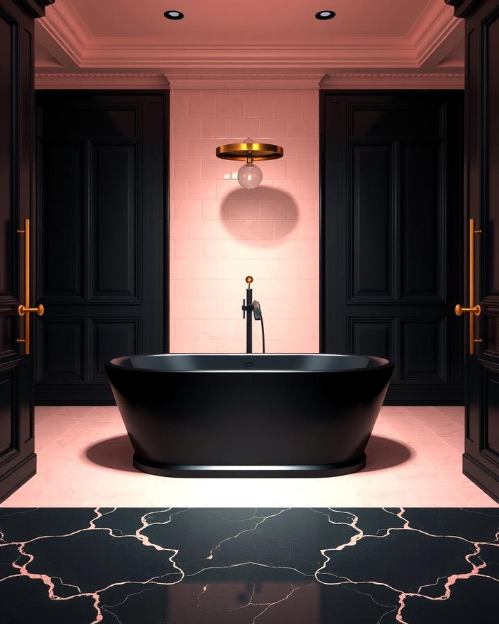 Add a Black Freestanding Tub with Pink Surroundings - 25 Pink and Black Bathroom Ideas