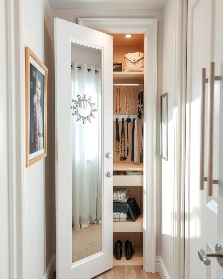 Add a Closet Door Mirror with Hidden Storage - 25 Small Closet Storage Ideas