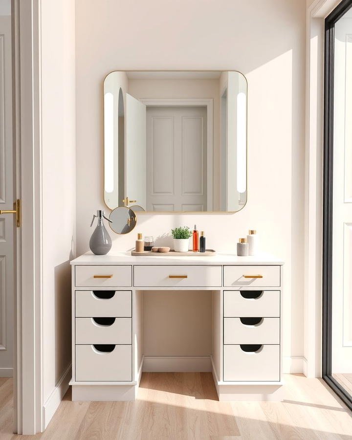 Add a Compact Dressing Table with Storage Drawers - 25 Small Dressing Room Ideas