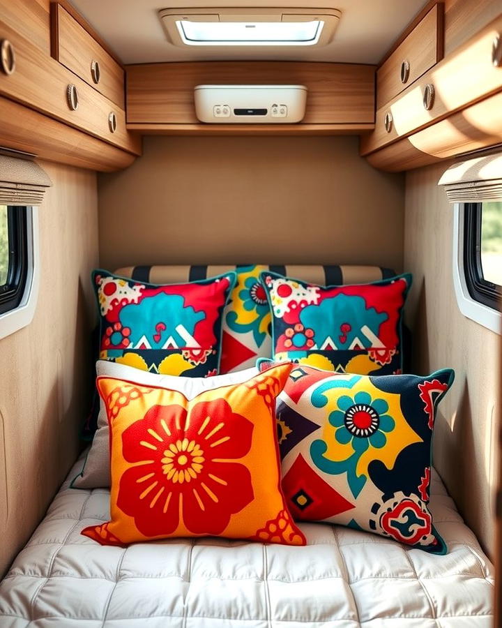 Add a Pop of Color with Accent Pillows - 25 Rv Bedroom Ideas