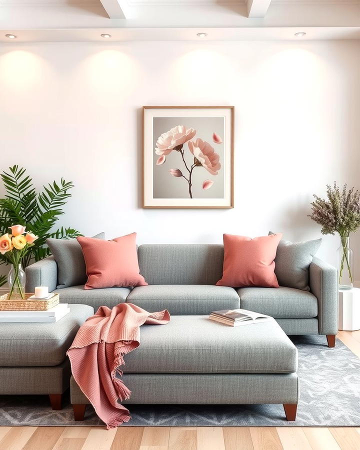 Add a Pop of Pink - 30 Grey Couch Living Room Ideas