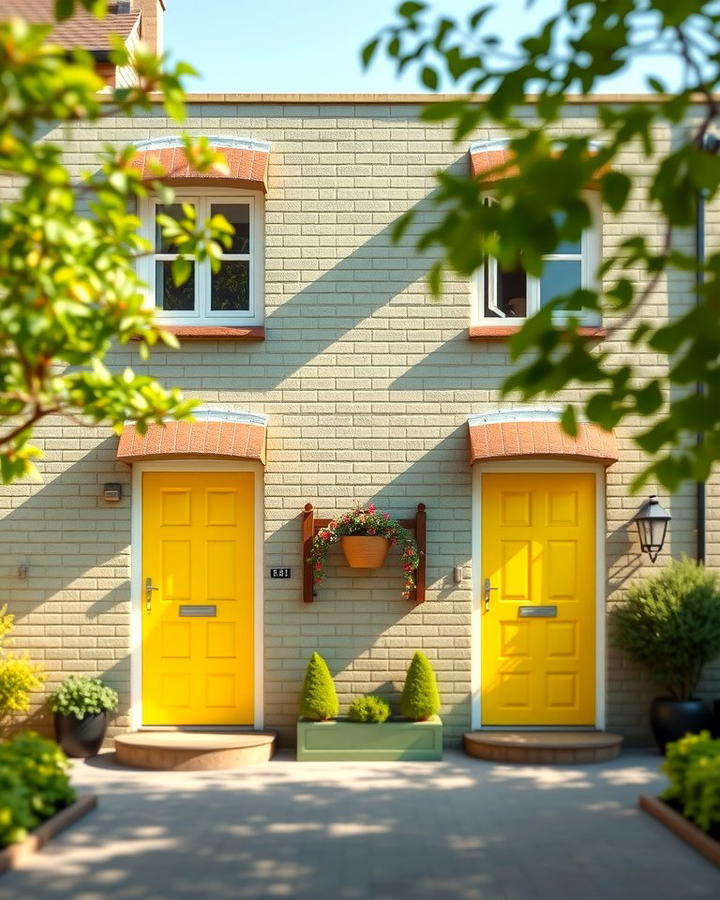 Add a Pop of Yellow - 25 Sage Green Painted Brick House Ideas