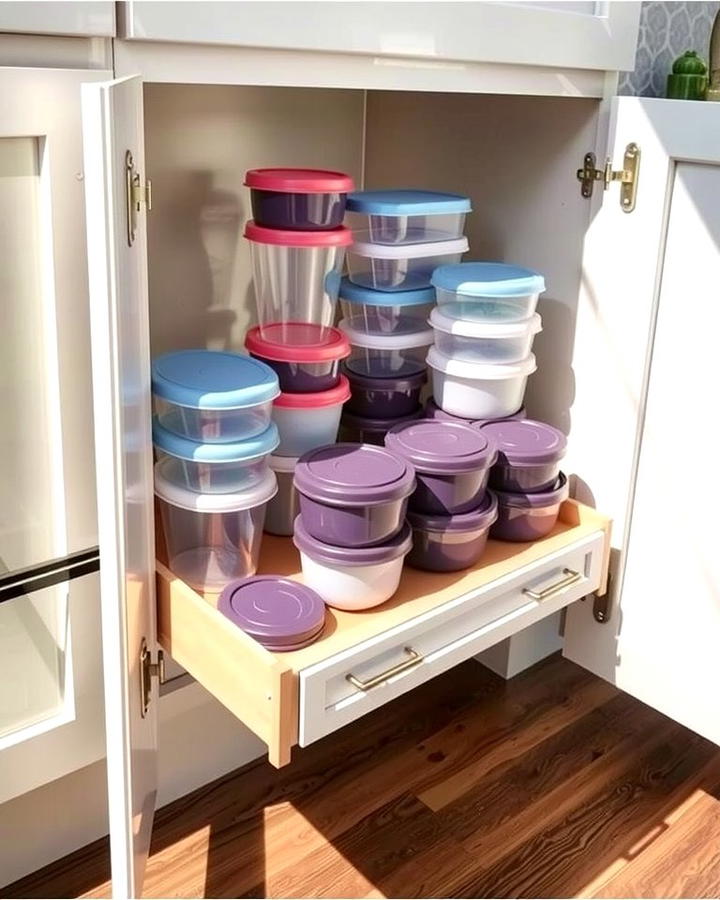 Add a Pull Out Tray for Convenience - 25 Tupperware Organization Ideas