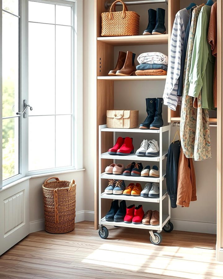 Add a Rolling Cart for Versatility - 25 Small Closet Storage Ideas