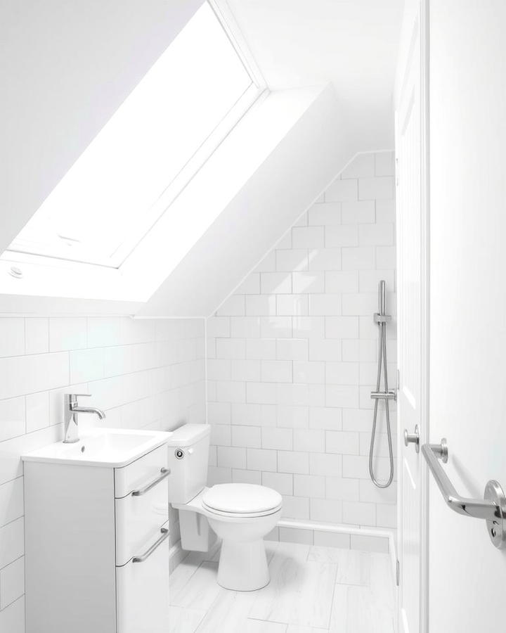 Add a Skylight for Natural Light - 30 Small White Bathroom Ideas