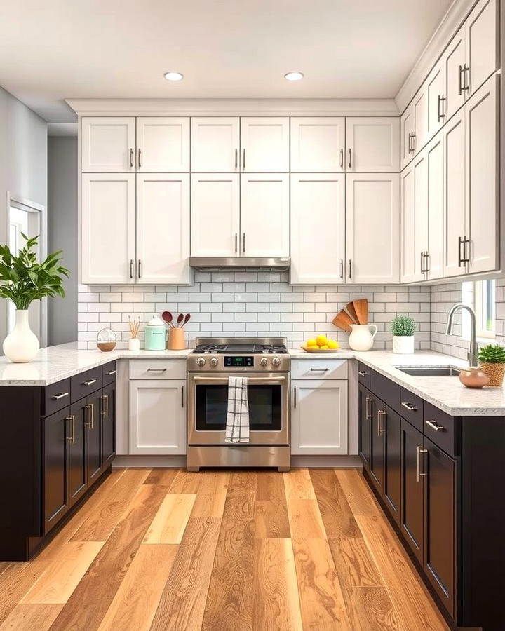 Adding Dimension with Two Tone Cabinets - 25 Off-white Kitchen Cabinets