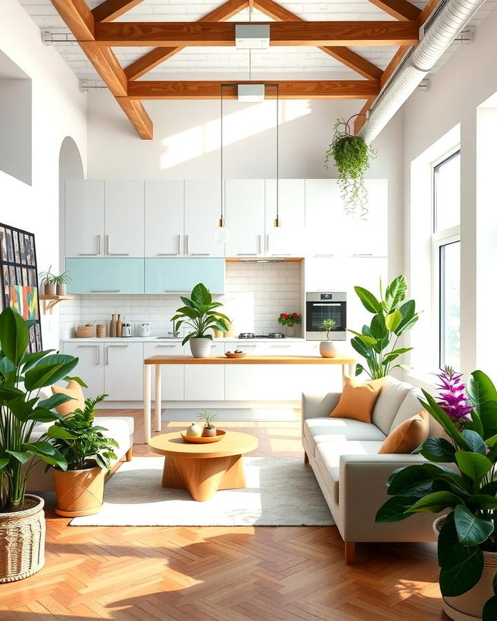 Adding Greenery with Indoor Plants - 25 Open Kitchen Living Room Ideas