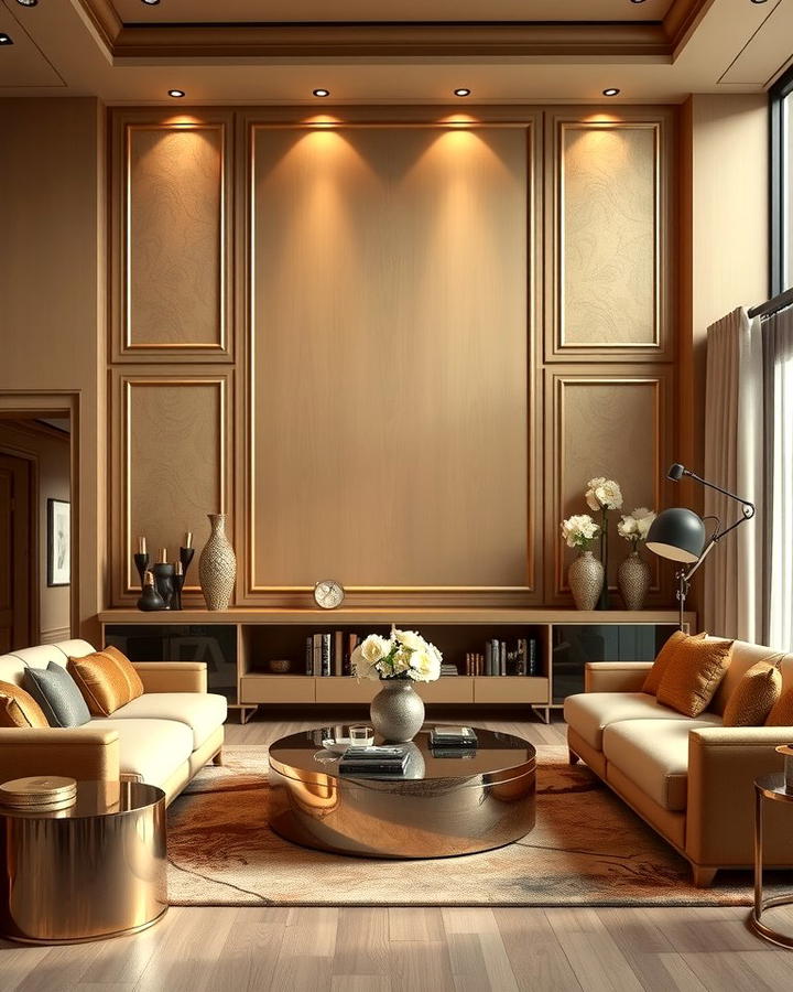 Adding Metallic Accents to a Tan Palette - 25 Tan Living Room Ideas