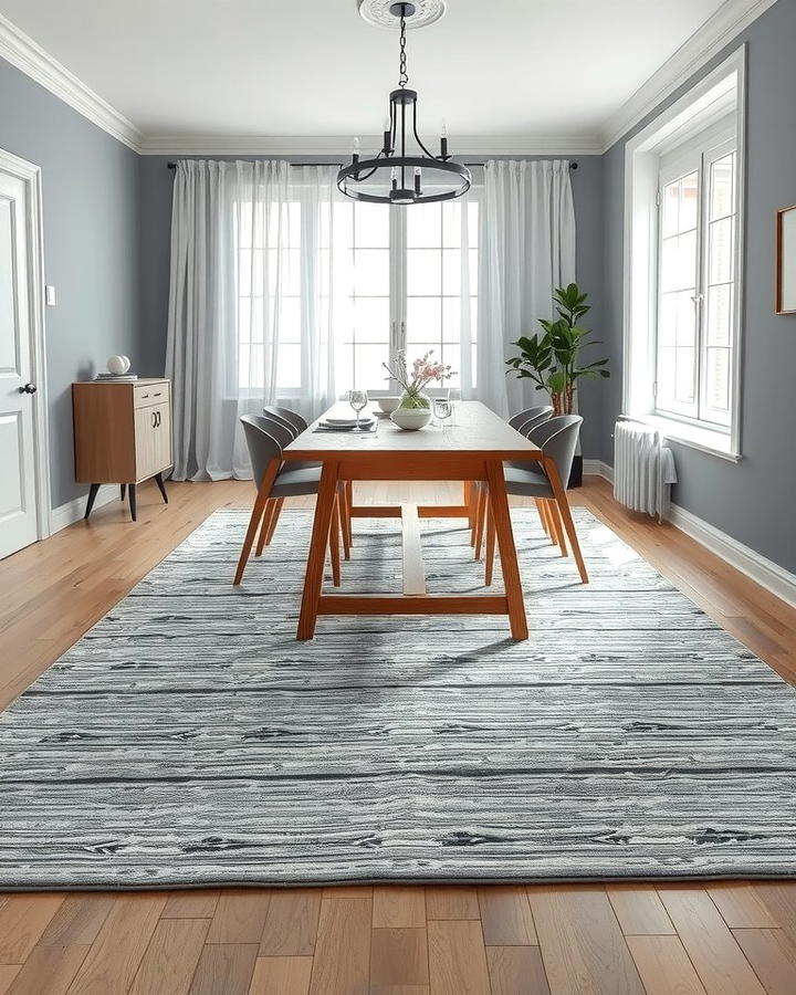 Adding a Gray Area Rug for Texture - 30 Gray Dining Room Ideas