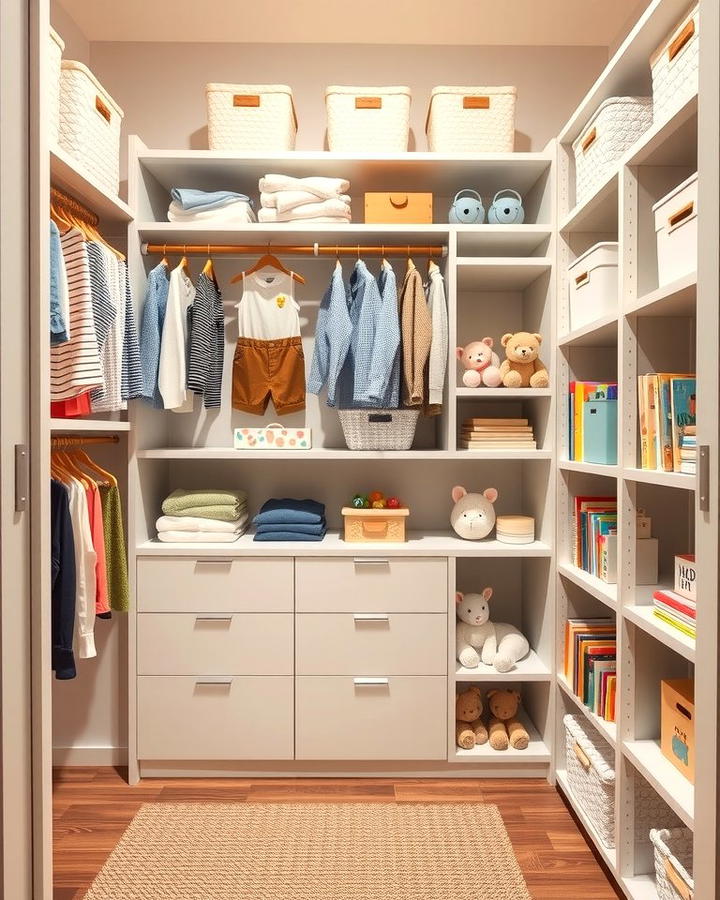 Adjustable Shelving for Growing Needs - 25 Nursery Closet Ideas